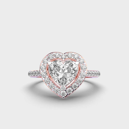 1 Carat Halo on Heart Ring(LAB-Grown Diamonds)