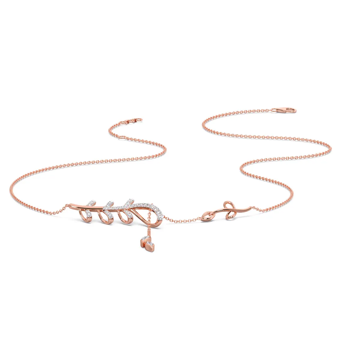 Foliole Diamond Lariat Necklace