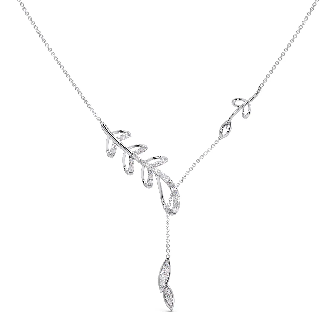 Foliole Diamond Lariat Necklace
